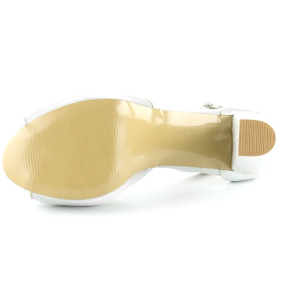 Erkan Saçmacı Carmen Lame Fileli Önü Açık Bilekten Bağlamalı Platform Topuklu Ayakkabı - 5