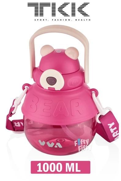 TKK VVA1000 ML Çift Kullanım Pipetli/Rahat içim Bpa İçermeyen Taşıma Ve Boyun Askılı Tritan Su Matarası FFTKK1003-1000ML - 10