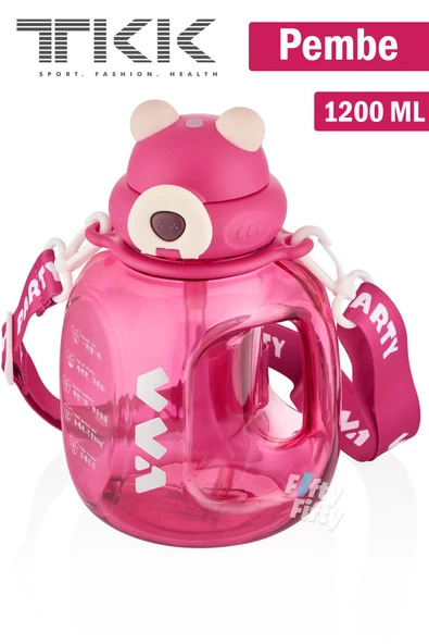 TKK VVA1200 ML Çift Kullanım Pipetli/Rahat içim Bpa İçermeyen Askılı Tritan Su Matarası FFTKK1002-1200ML - 10