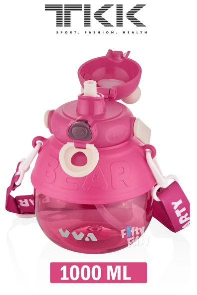TKK VVA1000 ML Çift Kullanım Pipetli/Rahat içim Bpa İçermeyen Taşıma Ve Boyun Askılı Tritan Su Matarası FFTKK1003-1000ML - 11