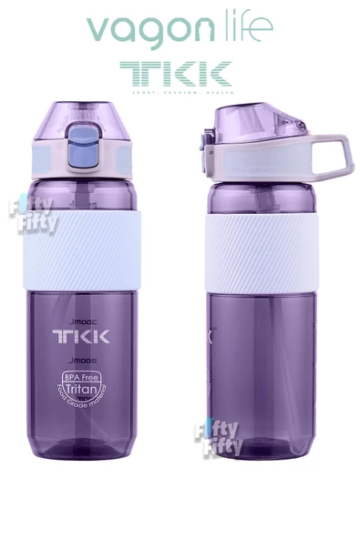 TKK 700 ML Kalın Isırılamaz Pipetli Bpa İçermeyen Taşıma Kulplu Tritan Su Matarası FFTKK1003-700ML - 5