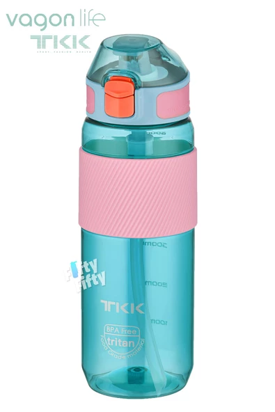 TKK 700 ML Kalın Isırılamaz Pipetli Bpa İçermeyen Taşıma Kulplu Tritan Su Matarası FFTKK1003-700ML - 9