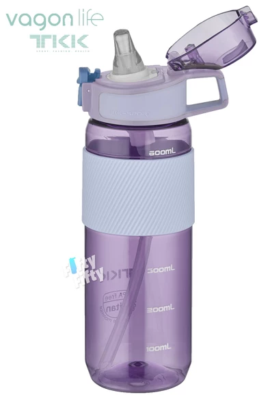 TKK 700 ML Kalın Isırılamaz Pipetli Bpa İçermeyen Taşıma Kulplu Tritan Su Matarası FFTKK1003-700ML - 3
