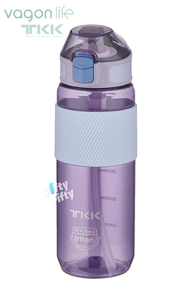 TKK 700 ML Kalın Isırılamaz Pipetli Bpa İçermeyen Taşıma Kulplu Tritan Su Matarası FFTKK1003-700ML - 2