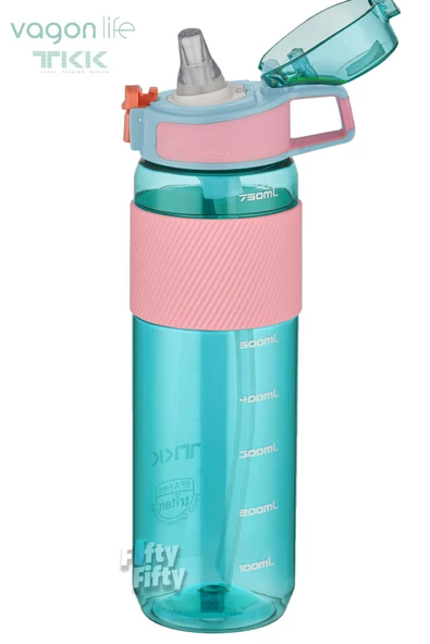 TKK 800 ML Kalın Isırılamaz Pipetli Bpa İçermeyen Taşıma Kulplu Tritan Su Matarası FFTKK1003-800ML - 9