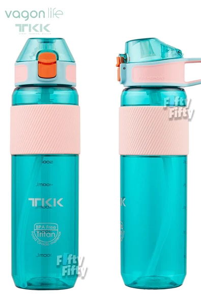 TKK 800 ML Kalın Isırılamaz Pipetli Bpa İçermeyen Taşıma Kulplu Tritan Su Matarası FFTKK1003-800ML - 10
