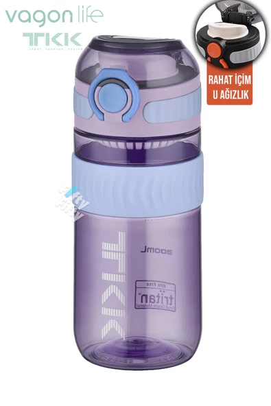 TKK 550 ML Rahat İçim (U Ağızlı) Bpa İçermeyen Taşıma Kulplu Tritan Su Matarası FFTKK1016-550ML - 2