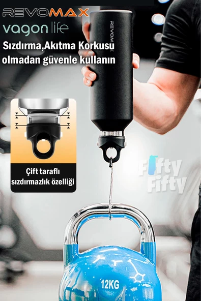 Revomax 592 ML Büyük Kapasiteli Özel Kapak Sistemli 18saat Sıcak/36 Saat Soğuk  Çelik Termos -592ML - 4