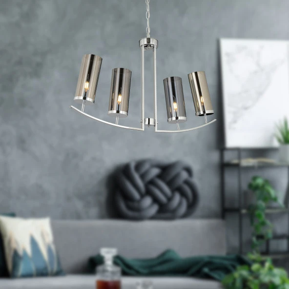 Apliqa Persa 4Lü Sıralı Krom Salon Avize ürün görseli