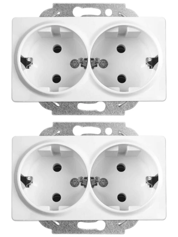 Viko Linnera İkili Topraklı Priz Beyaz 90440056 (Çerçeve Dahil) (2 Adet) ürün görseli 1