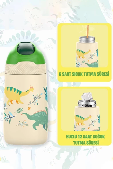 Vagonlife Çocuk 350 ML Pipetli Çelik Matara Paslanmaz Çelik Termos 5 Farklı Renk 2055-350ML - 5