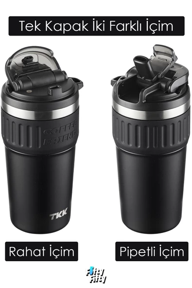 TKK 630 ML Özel Seri Çelik Mug Kahve Bardağı Pipetli/Rahat İçim 6 Saat Sıcak/12 Saat Soğuk Termos -2023 630ML - 3