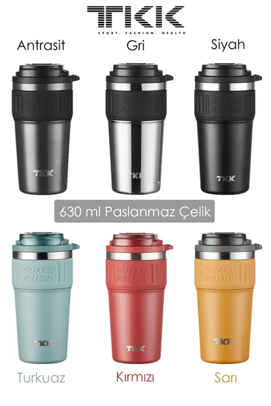 TKK 630 ML Özel Seri Çelik Mug Kahve Bardağı Pipetli/Rahat İçim 6 Saat Sıcak/12 Saat Soğuk Termos -2023 630ML