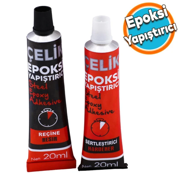 Epoksi Yapıştırıcı Metal Plastik Seramik Cam Güçlü Çelik Yapıştırıcı 20 + 20 Gr Hızlı Kuruyan