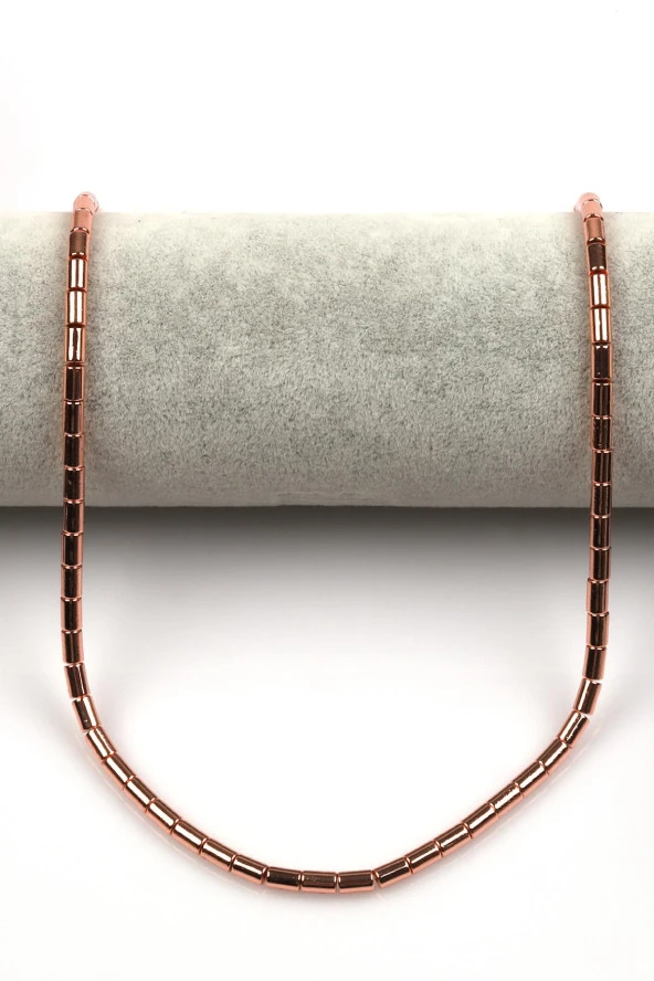 Rose Renkli Hematit Dizi 4 x 6 mm Silindir Kesim - Resim 2