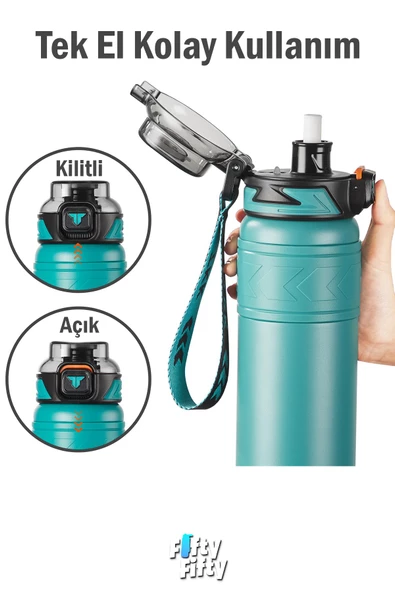 TKK 500 ML Çelik Termos Çift Kullanım Pipetli/Rahat İçim -12/24 Sıcak-Soğuk- Yalıtım -2022500ML - 10