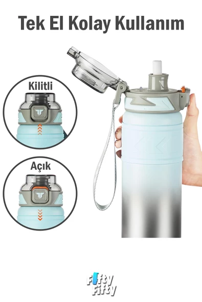 TKK 500 ML Çelik Termos Çift Kullanım Pipetli/Rahat İçim -12/24 Sıcak-Soğuk- Yalıtım -2022500ML - 3