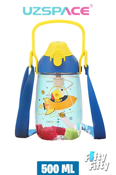 Uzspace Pipetli 500 Ml Boyun Askılı Tritan Çocuk Su Matarası -Kutulu- FFUZ2201500 - 2