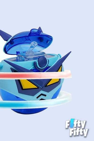 CocoSmile Özel Kutulu 630 ML Pipetli Robot Temalı Tritan Su Matarası -Boyun Askılı- 4 Farklı Model ffcs0005 - 7