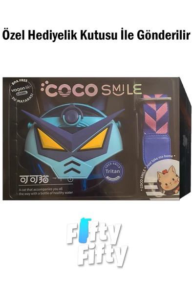 CocoSmile Özel Kutulu 630 ML Pipetli Robot Temalı Tritan Su Matarası -Boyun Askılı- 4 Farklı Model ffcs0005 - 9