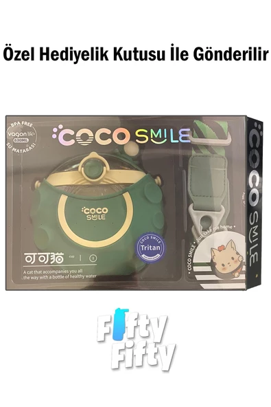CocoSmile Özel Kutulu 630 ML Pipetli Uzay Temalı Tritan Su Matarası -Boyun Askılı- 3 Farklı Model  ffcs0006 - 6