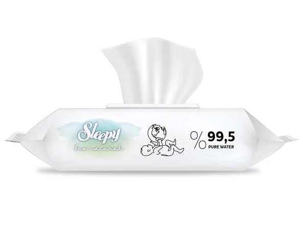 Sleepy Islak Havlu Mendil Bio Natural 40 Yaprak Yeni Doğan (12 Li Set) Plastik Kapaklı 480 Yaprak - 4