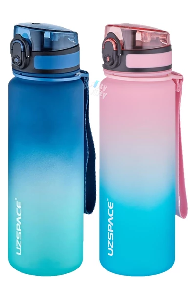 Uzspace 2'li Tritan Matara Seti 500 ml Çift Renk Softtouch FF Collection Tritan Su Matarası - 6