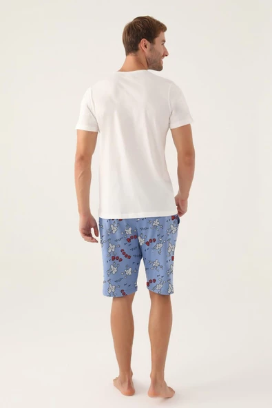 Rolypoly Erkek Bermuda Krem Pijama Takımı 3373 - 3