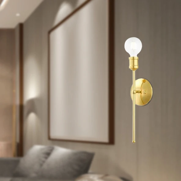Apliqa Colar Tekli Gold Duvar Lambası Yatak Odası-Yatak Başı-Banyo İçin Modern Aplik