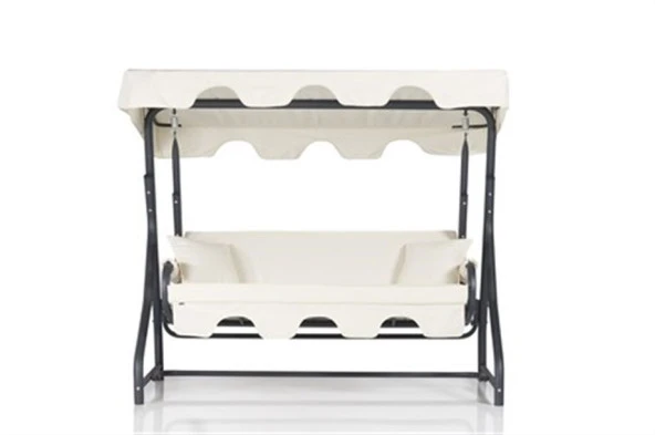 Ruta 3 Kişilik Sabit Bahçe Balkon Teras Salıncağı - Ekru - 2