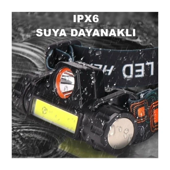 Şarjlı Kafa Lambası Bisiklet Reflektörü Ledli Kamp Kafa Feneri El Feneri 2 Modlu Mıknatıslı - Resim 6