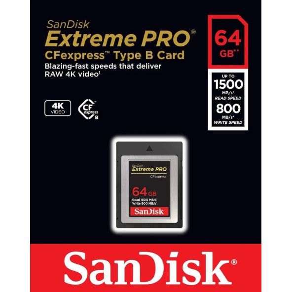 SanDisk Extreme PRO CFexpress 64GB SDCFE-064G-GN4NN 1500MB/s Type B XQD 4K Hafıza Kartı - 4