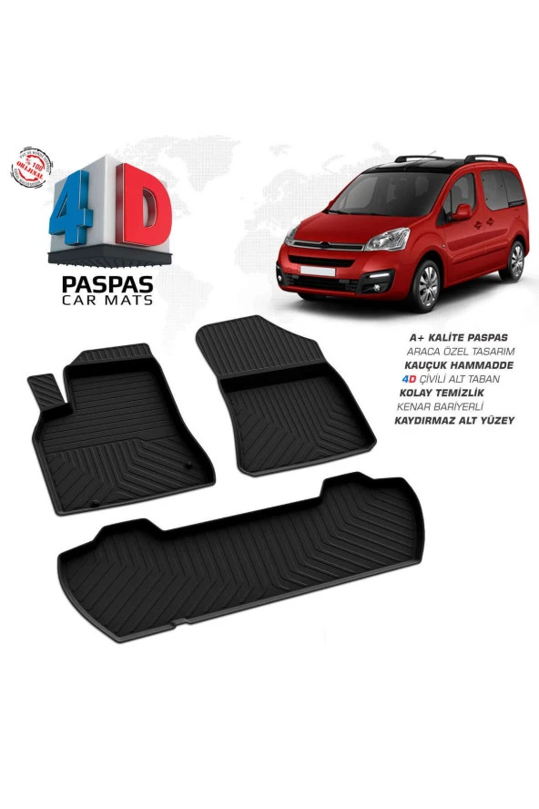 Citroen Berlingo 4D Havuzlu Paspas 2008-2018 110 HP A+Kalite ürün görseli 1