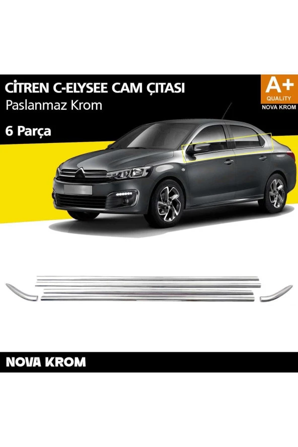 Citroen C-Elysee Krom Cam Çıta 6 Prç 2012 Üzeri ürün görseli 1
