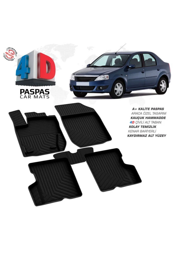 Dacia Logan 4D Havuzlu Paspas 2005-2012 A+Kalite ürün görseli 1