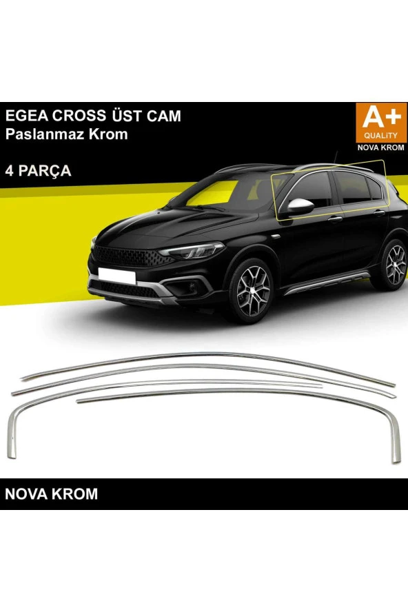 Fiat Egea Cross Krom Cam Üst Çıtası 4 Prç. 2020 Üzeri ürün görseli 1
