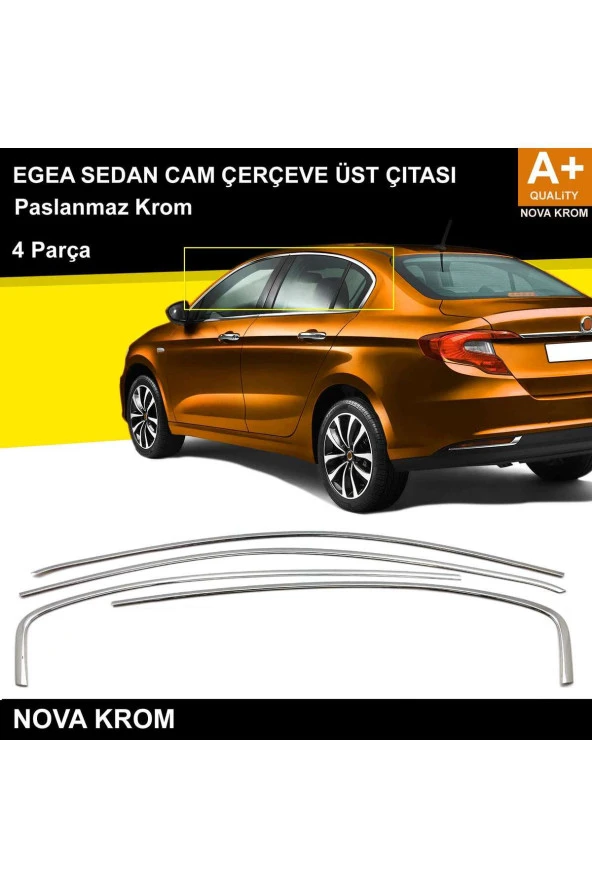 Fiat Egea SD Krom Cam Üst Çıtası 4 Prç. 2015 Üzeri ürün görseli 1