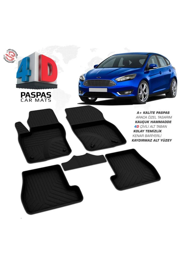 Ford Focus 3 Makyajlı HB 4D Havuzlu Paspas 2015-2018 A+Kalite - 1