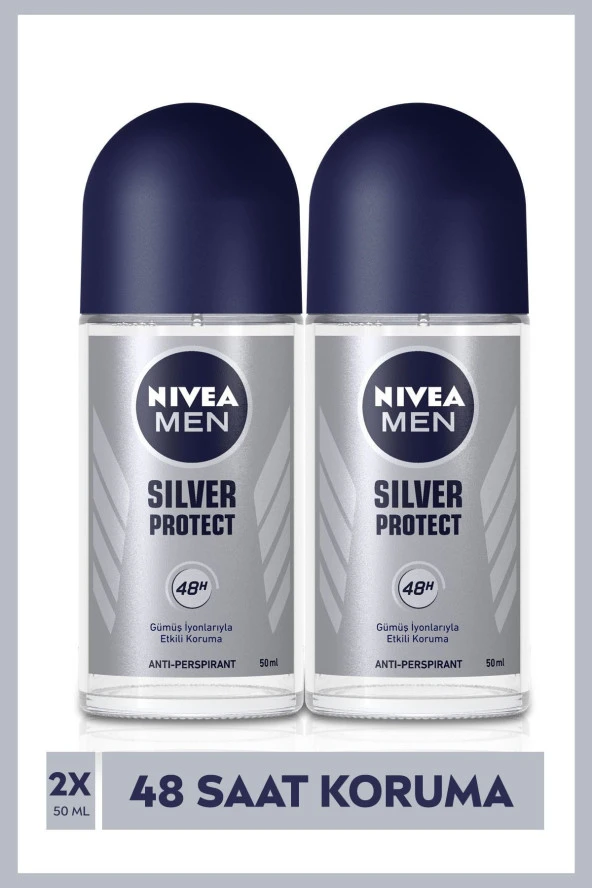 NIVEA Men Silver Protect Erkek Deodorant Roll-On 50 Ml 2'Li