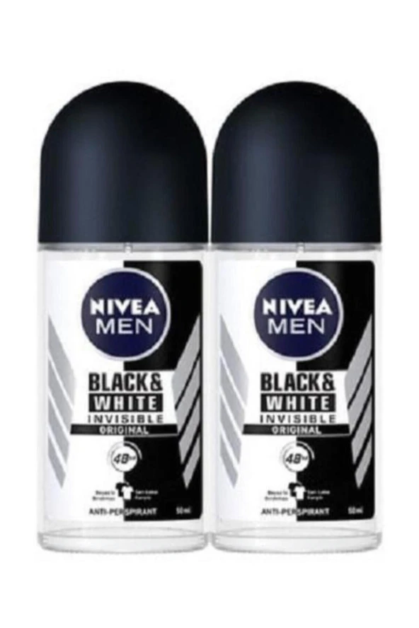 NIVEA Men Invisible Black&White Original Erkek Deodorant Roll-On 50 Ml 2'Li