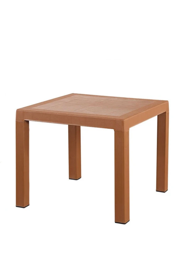 Almina Bambu Rattan Masa 90X90 Camsız Badem Renk