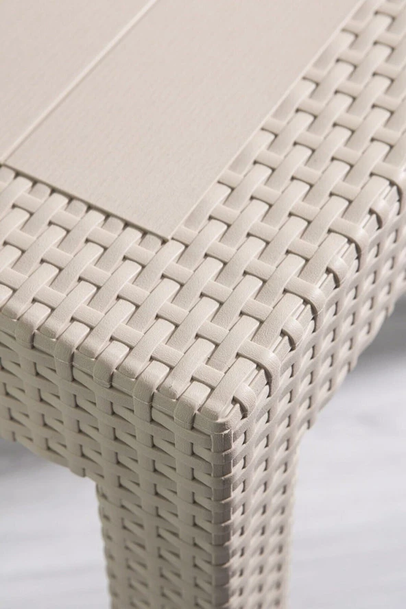 Almina Bambu Rattan Masa 80X140 Kapuçino Camsız Masa - 2
