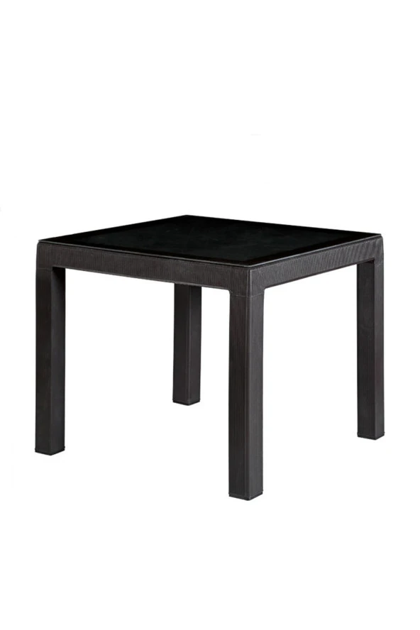 Almina Bambu Rattan Masa 90X90 Kahverengi Camlı Masa