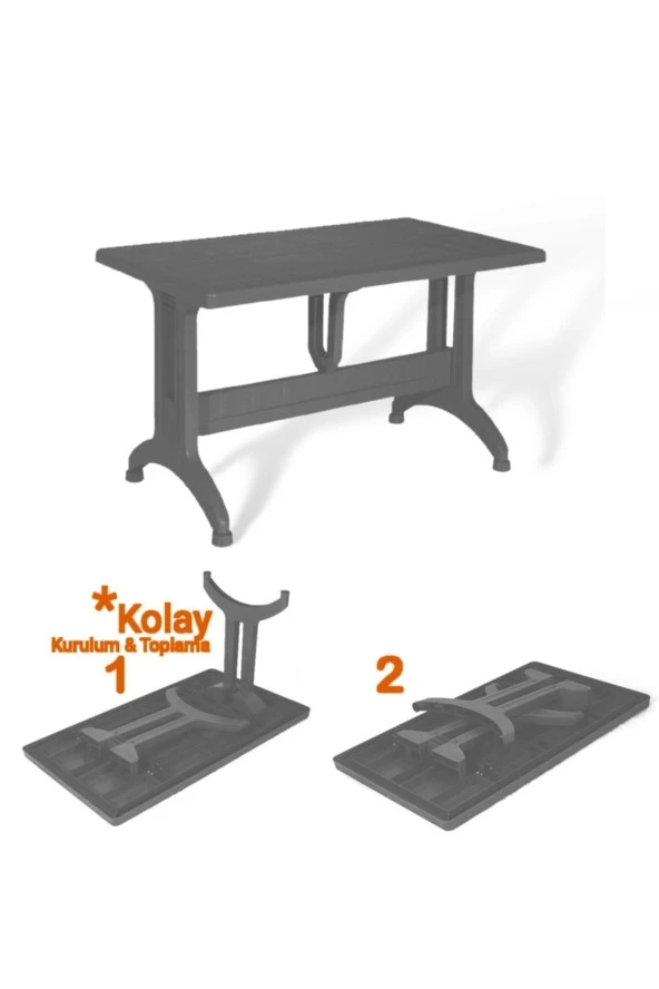 Hesapli Plastik Ayaklı Acı Kahve Masa 80X140 Cm - 2
