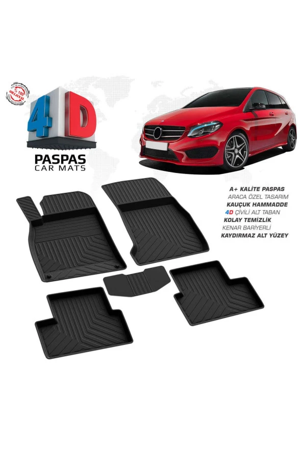 Mercedes B Serisi W246 4D Havuzlu Paspas 2012 ve Üzeri A+Kalite - 1