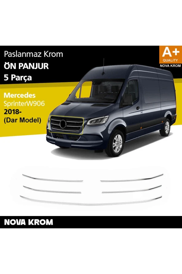 Mercedes Sprinter W907 Krom Ön Panjur Dar Model 5 Prç 2018 Üzeri ürün görseli 1