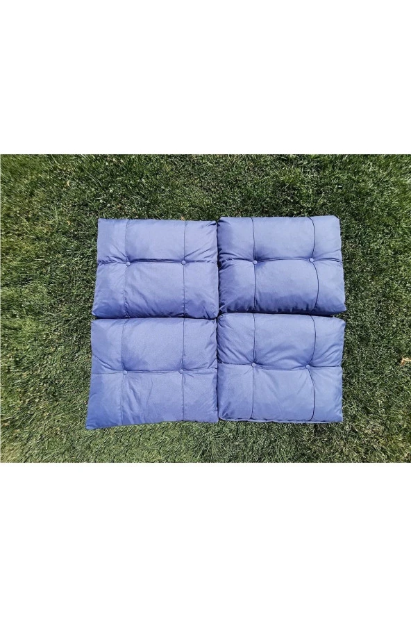 Almina Bahçe Balkon Ve Teras Sırt Minderi 4 Adet Mavi Döşeme