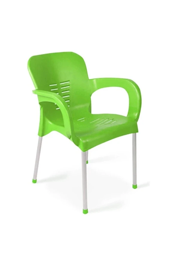 Almina Plastik Sandalye Metal Ayaklı Bahçe Balkon Ve Teras Sandalyesi 4 Adet