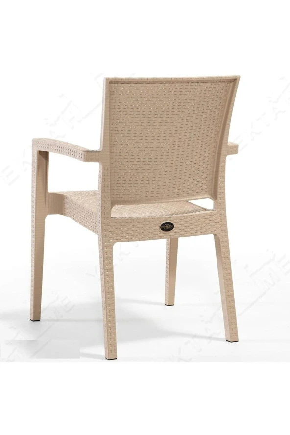 Almina Kollu Rattan Sandalye Koltuk Dayanıklı Bahçe Balkon Ve Teras Sandalyesi 6 Adet - 3