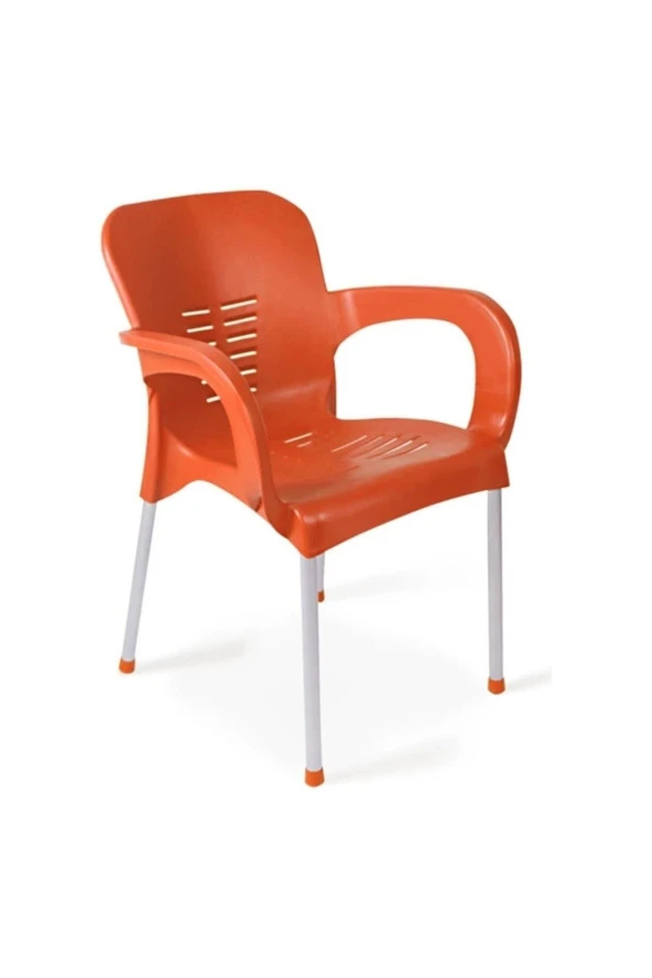 Almina Plastik Sandalye Metal Ayaklı Bahçe Balkon Ve Teras Sandalyesi 6 Adet - Resim 2